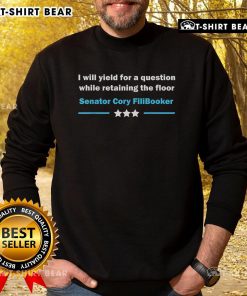 Alt Text: Cory Booker 25 Hours 4 Minutes Senator Coy Filibooker sweatshirt featuring a unique design and bold lettering.