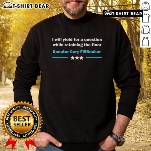 Alt Text: Cory Booker 25 Hours 4 Minutes Senator Coy Filibooker sweatshirt featuring a unique design and bold lettering.