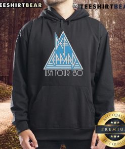 Alt Text: Vintage Def Leppard USA Tour '80 hoodie featuring iconic band logo and tour graphics for fans of classic rock.