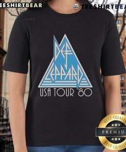 Top Def Leppard USA Tour 80 ladies tee featuring iconic band logo and vibrant design, perfect for fans.