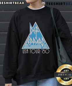 Vintage Def Leppard USA Tour '80 sweatshirt featuring iconic band logo and tour graphics in bold colors.