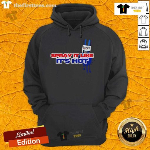 Top Dermowear Spray Its Hot Hoodie in stylish black with bold graphic design, perfect for trendy casual wear.