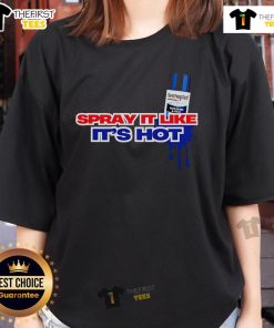 Alt Text: Top Dermowear Spray It Like It's Hot Ladies Tee featuring stylish design and comfortable fit for trendy women.