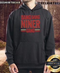 Top-Distress Football Bang Bang Niner Gang Hoodie in black, featuring a distressed logo design for fans and casual wear.
