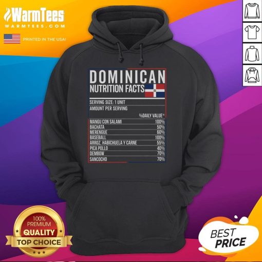 Stylish hoodie featuring top Dominican nutrition facts, perfect for showcasing Dominican Republic culture and lifestyle.