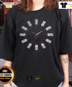 Top Domino Clock design for domino players and lovers, featuring vibrant tiles on a stylish ladies tee.