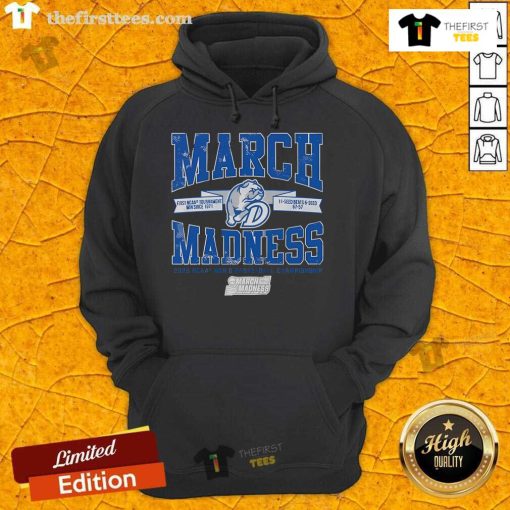 Top Drake Bulldogs Basketball Fanaticity hoodie for 2025 March Madness upset, featuring bold team colors and logo.