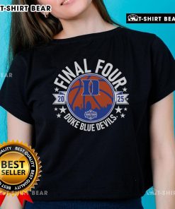 Alt Text: 2025 Final Four Ladies Tee featuring Duke Basketball design, perfect for fans celebrating the tournament.