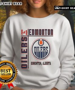 Top Edmonton Oilers hockey sweatshirt featuring the Canada flag design, perfect for fans and cold game days.