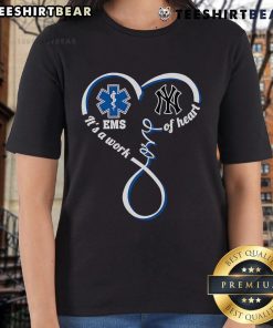 Alt Text: New York Yankees Ladies Tee featuring 'It's a Work of Heart' design, perfect for passionate fans.