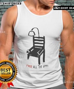 Top Fat Nick wearing the 'Free All The Opps' Electric Chair tank top, showcasing streetwear style and vibrant graphics.