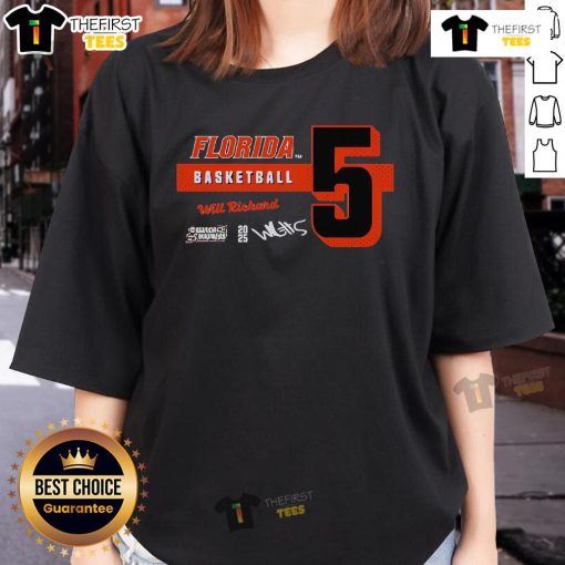 Alt Text: Top Florida Basketball Will Richard 5 Ladies Tee featuring a stylish design for fans of women's sports apparel.