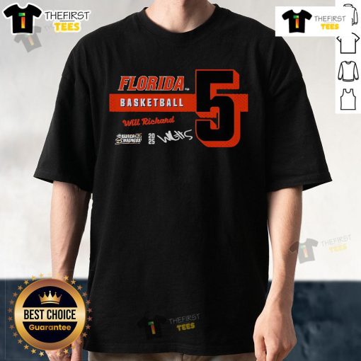 Top Florida Basketball Will Richard 5 T-Shirt featuring team colors and bold graphics, perfect for Gators fans.