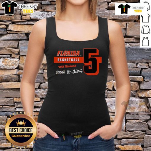 Will Richard wearing a stylish Top Florida Basketball tank top, showcasing team spirit and athletic fashion.