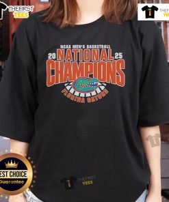 Florida Gators Fanaticity 2025 NCAA Men's Basketball National Champions ladies tee in vibrant blue, perfect for fans.