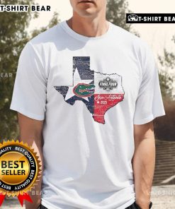 Alt Text: Florida Gators Final Four Fanaticity 2025 Men's Basketball Lone Star T-Shirt design with team colors and logo.