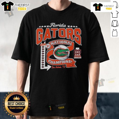 Top Florida Gators National Champs 2025 Basketball Stars T-Shirt celebrating championships from 2006, 2007, and 2025.