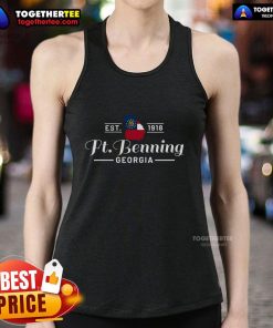 Vintage tank top featuring Top Ft Benning Georgia design, perfect for military enthusiasts and casual wear.