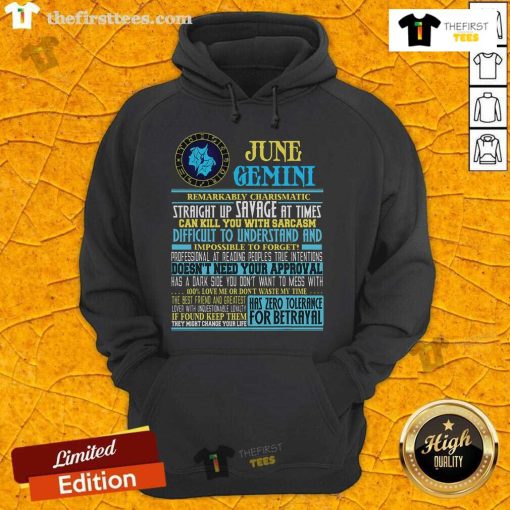 Stylish Gemini birthday hoodie featuring fun Gemini facts for June birthdays, perfect for astrology lovers.