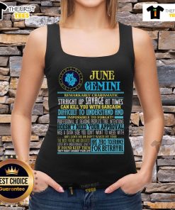 Stylish tank top featuring fun Gemini facts, perfect for June birthdays and astrology enthusiasts.