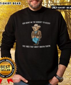 Top God Grant Me The Serenity sweatshirt featuring a playful quote about accepting vibes, perfect for casual wear.