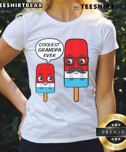 Coolest Grandpa Ever tee featuring a fun popsicle design, perfect for stylish grandfathers who love summer.