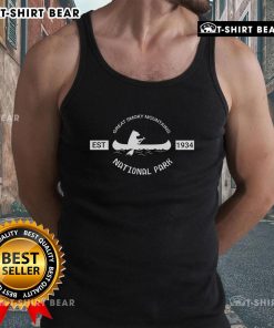 Top Great Smoky Mountains National Park Est 1934 tank top featuring scenic mountain graphics and vibrant colors.