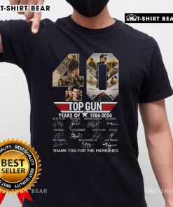 Top Gun 40 Years T-Shirt 1986-2026, celebrating memories with a stylish design for fans of the iconic movie.