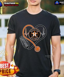 Alt Text: Top Houston Astros Nurse Heartbeat Baseball T-Shirt featuring a stylish design perfect for Astros fans and healthcare workers.