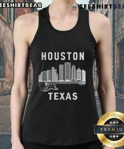 Stylish Houston tank top featuring the vibrant Houston city skyline and music theme, perfect Texas souvenir.
