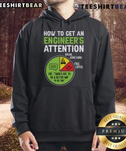 Cozy hoodie featuring 'How To Get An Engineer's Attention' design, perfect for engineering enthusiasts and gifts.