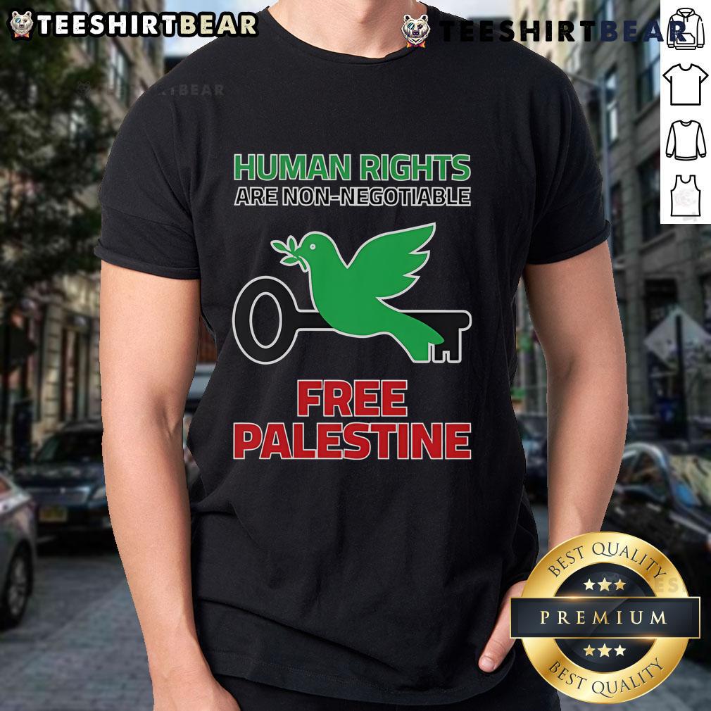 Top Human Rights Are Non Negotiable Free Palestine T Shirt Top Human Rights Are Non-Negotiable Free Palestine T-Shirt design featuring bold text on a stylish tee.