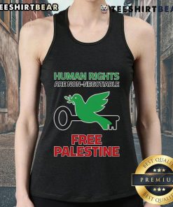 Top Human Rights Are Non-Negotiable Free Palestine Tank Top featuring bold text design on a stylish tank.