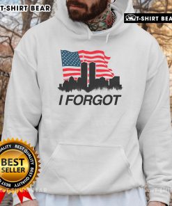American flag hoodie with the Twin Towers skyline in the background, showcasing a patriotic urban view.