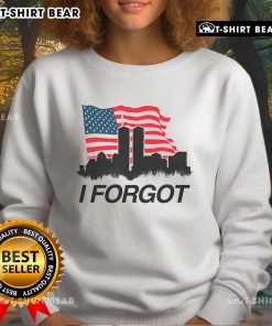Top I Forgot Twin Towers City Skyline America Flag Sweatshirt featuring iconic NYC skyline and vibrant American flag design.