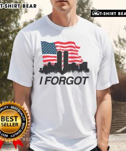 Top I Forgot Twin Towers City Skyline T-Shirt featuring an American flag, perfect for patriotic fashion enthusiasts.