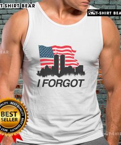 Top I Forgot Twin Towers city skyline with an American flag tank top, showcasing a vibrant urban landscape and patriotism.