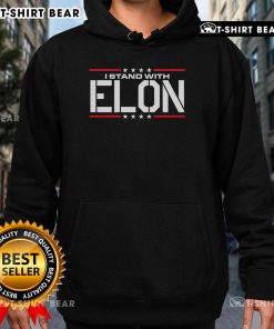 Top I Stand With Elon Made In The USA Hoodie featuring bold text design and comfortable fit for fans and supporters.