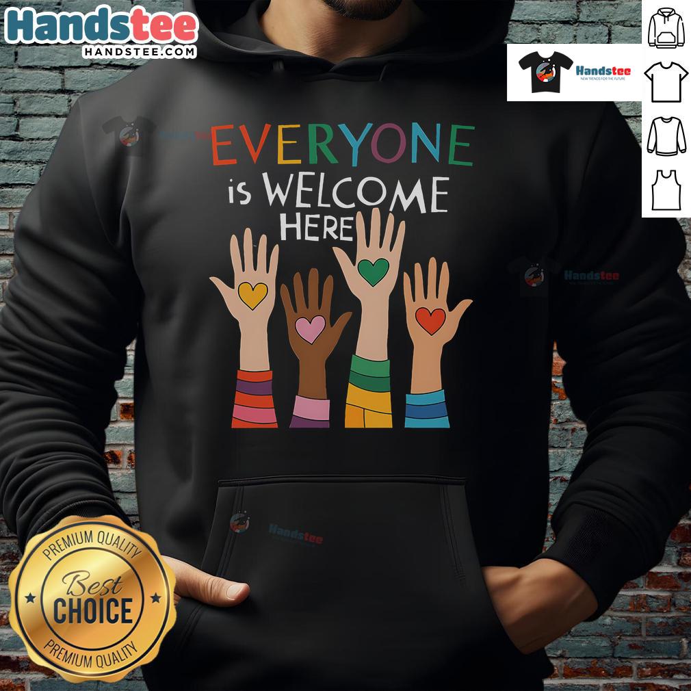 Top Idaho Teacher Everyone Is Welcome Here Hoodie Cozy hoodie featuring 'Everyone Is Welcome Here' design for Idaho teachers, promoting inclusivity and community spirit.