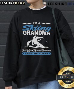 Alt Text: Funny sweatshirt featuring a skiing grandma design, showcasing a playful twist on a classic grandma theme.