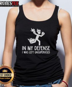 Top-In-My-Defense-I-Was-Left-Unsupervised-Burning-Stickman-Tank-Top featuring a humorous stickman graphic on a tank top.