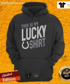 Fan wearing a lucky Indianapolis Colts hoodie, showcasing team spirit and pride at a game day event.