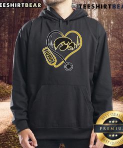 Alt Text: Cozy Top Iowa Hawkeyes Caring Hearts Nurses Hoodie featuring team colors and a heartwarming design for fans.