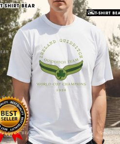 Top Ireland Quidditch 1994 World Champs T-Shirt featuring iconic design celebrating Ireland's Quidditch victory.