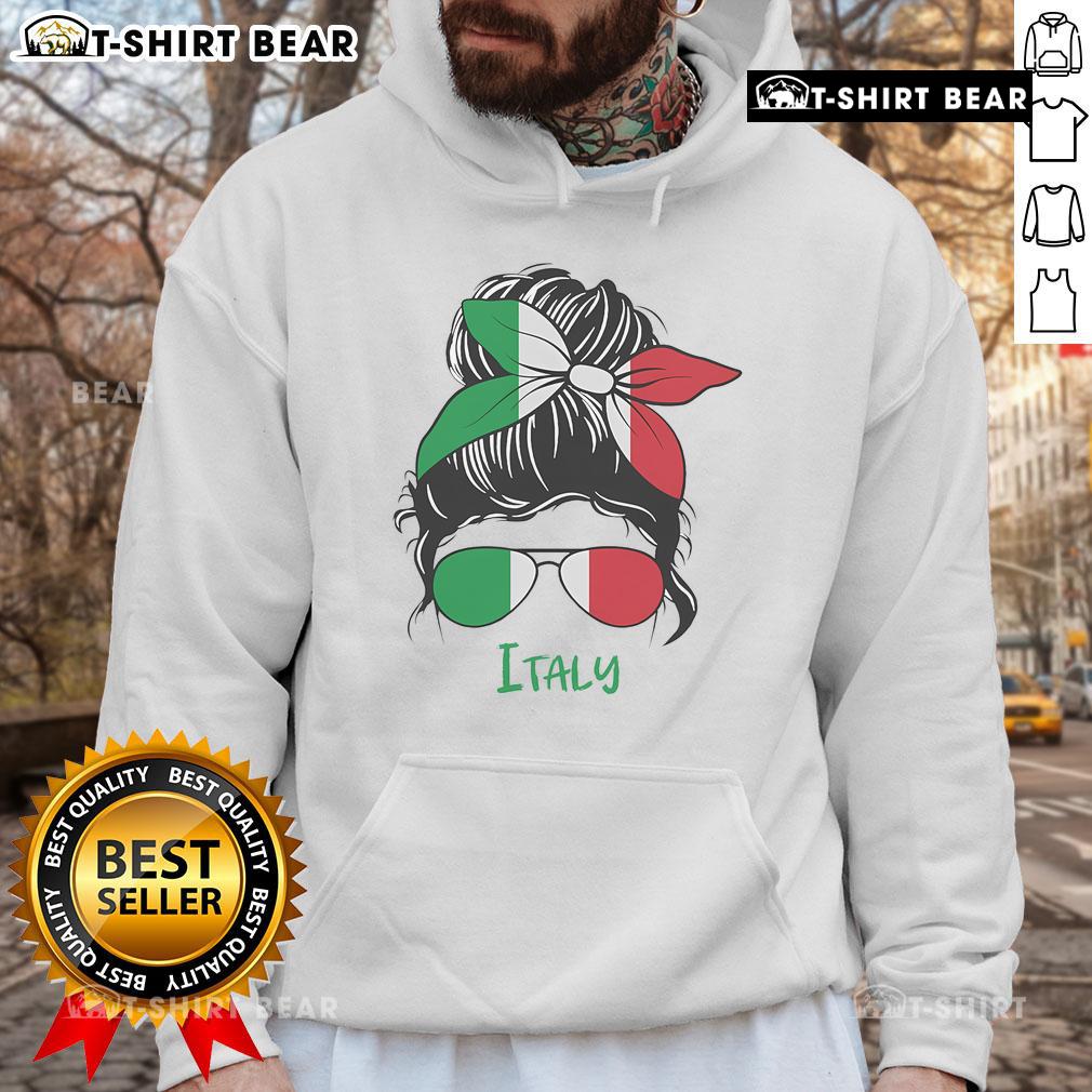Top Italian Girl From Italia Flag Italy Hoodie Top Italian girl wearing a stylish Italy flag hoodie, showcasing her pride for Italy's culture and fashion.