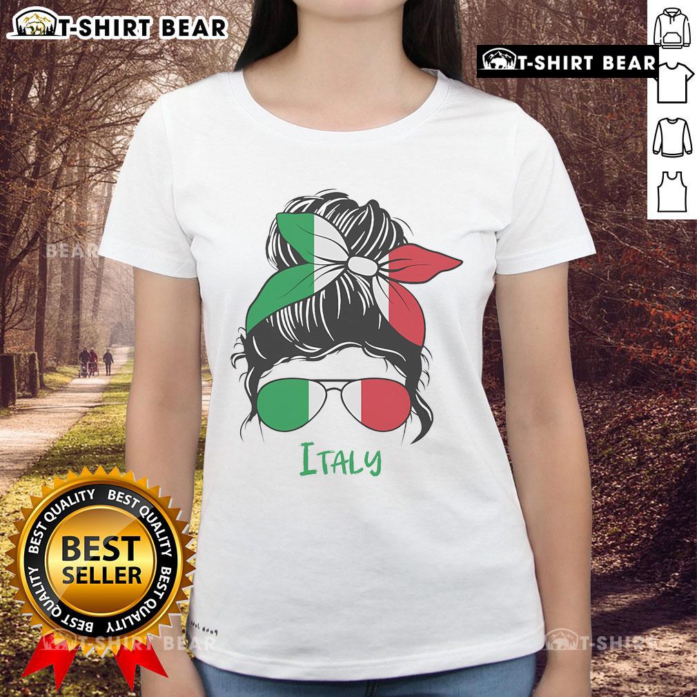 Top Italian Girl From Italia Flag Italy Ladies Tee Top Italian girl wearing a stylish ladies tee with the Italy flag, celebrating Italian culture and fashion.