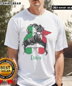 Top Italian Girl wearing Italia flag T-shirt, showcasing Italian pride and style in vibrant colors.