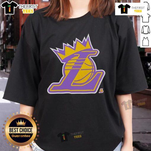 Top King Los Angeles Lakers logo ladies tee featuring vibrant team colors and stylish design for female fans.
