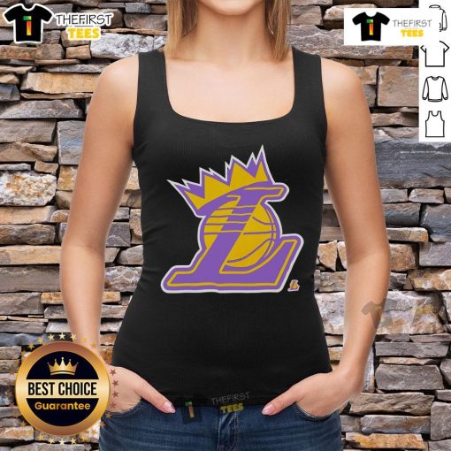 Top King Los Angeles Lakers logo tank top featuring bold design, perfect for fans and casual wear enthusiasts.