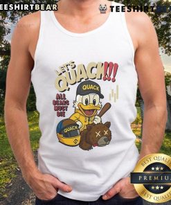 Quirky duck tank top featuring 'Top Lets Quack All Bears Must Die' design, perfect for casual summer outfits.